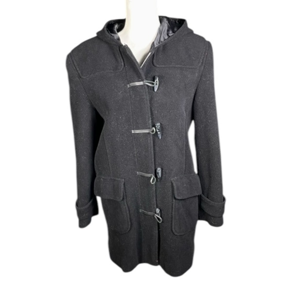 L.L. Bean Coat Womens Medium Petite Duffel Toggle Wool Insulated Hooded Warm VTG - Picture 2 of 7